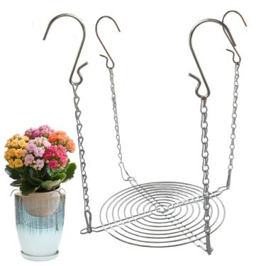 Imagem de Toeloioh 1 conjunto de inserções de plantador de altura ajustável para vasos grandes, 4 ganchos para aberturas superiores, enchimento de corrente para elevar plantas, decoração de casamento e festa