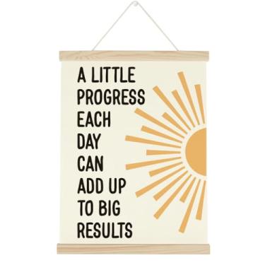 Imagem de WINGTECA Pôster Motivational Decor Mental Health A Little Progress Every Day Can Add Up To Big Results Banner colorido para pendurar na parede para sala de aula, escritório, quarto de crianças 30,5 x