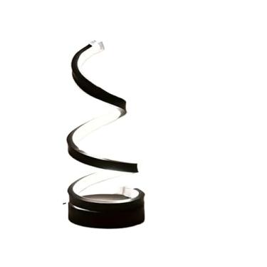Imagem de Abajur Minimalista Luminária de Mesa LED 3 Cores Design Espiral Ajustável Luz Noturna para Cabeceira(Preto)