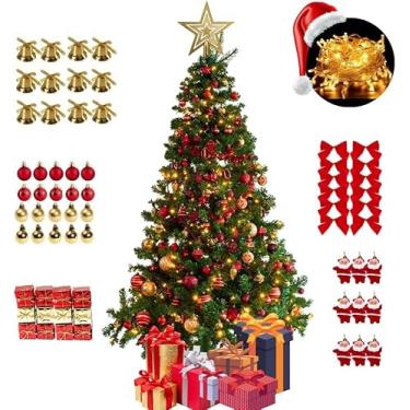 Imagem de Kit 80 Pendentes Enfeites Árvore De Natal Pinheiro Canadense Pinheirinho Decoração Natalina De Luxo Premium 110V