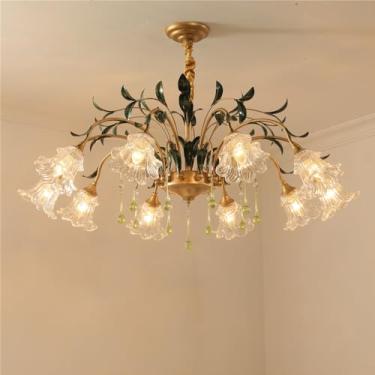 Imagem de Lustre Pastoral Francês Americano Floral Criativo para Sala de Estar, Restaurante, Quarto, Villa, Café, Loja de Roupas, Casa, Luminária Pendente LED Decorativa (KB 10 Lâmpadas)