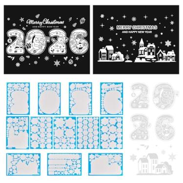 Imagem de Magibeads 297 peças adesivos estáticos de Natal PVC adesivos de janela de ano novo 2026 decorações de floco de neve loja loja casa espelho de vidro decoração de casa festival atmosfera adesivos