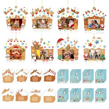 Imagem de KOYILTD 32 conjuntos de porta-retratos de Natal faça você mesmo, kits de enfeites para pendurar pão de gengibre para árvore de Natal, kits engraçados de porta-retratos de Natal, atividades de festa em