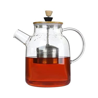 Imagem de Jarras de chá gelado 1,8 l (1,701 g) tira de bule de chá de vidro vazando com infusor de aço inoxidável topo fogão seguro e resistente ao calor jarro de água (tamanho: 1,8 l (1,7 g)) ()