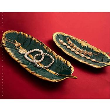 Imagem de Bandeja criativa de armazenamento de penas, cerâmica, frutas, bolo, sobremesa, utensílios de mesa, organizador de pratos, joias decorativas, conjunto de bandeja de servir