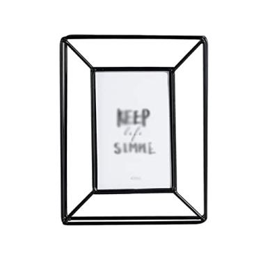 Imagem de Molduras para fotos nórdicas tridimensionais de metal para mesa com personalidade criativa europeia retrô moldura de vidro decoração álbum de 15,2 cm 17,8 cm porta-retrato para exibição de fotos (cor