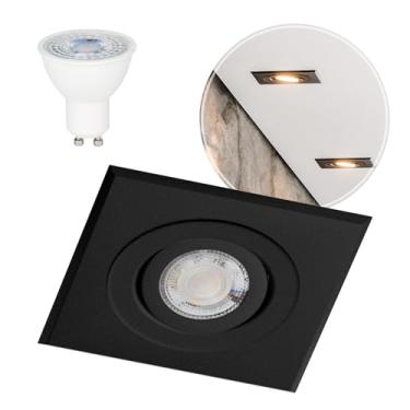 Imagem de Spot De Embutir Quadrado Em Alumínio Dicroica GU10 + LED MR16 6.5W MF221 (Preto/Branco Frio)