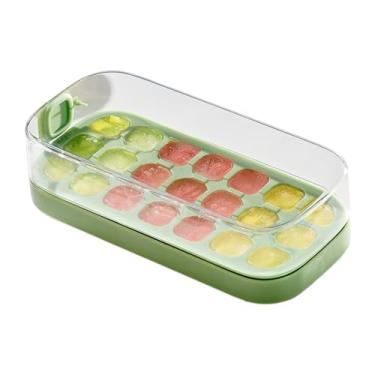 Imagem de Bandeja para cubos de gelo com tampa | Bandeja de silicone para cubos de gelo com tampa – Recipiente de molde de alimentos flexível reutilizável de grande capacidade para água, café, coquetel, comida