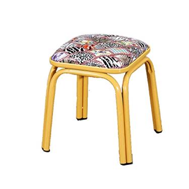Imagem de ZABEES Banqueta moderna para descanso de pés Banquinho baixo de metal banquinho alto banquinho de cadeira pequena para entrada de adulto banco de troca de sapato para sala de estar assento acolchoado
