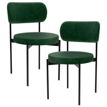 Imagem de Kit 02 Cadeiras Estofadas Para Sala De Jantar Louvre L02 Couríssimo Verde - Lyam Decor