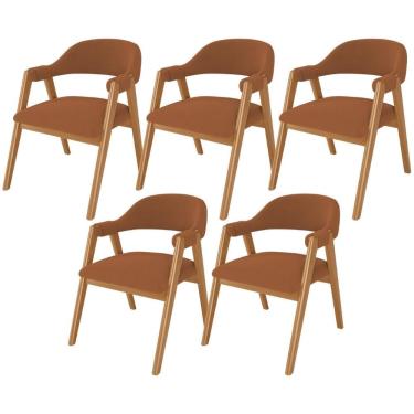 Imagem de Kit 05 Cadeiras De Jantar E Estar Living Estofada Nadja L02 Bouclê Terracota - Lyam Decor