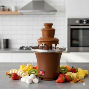 Imagem de Fonte de Chocolate Elétrica Cascata 3 Andares Fondue Frutas - 110V