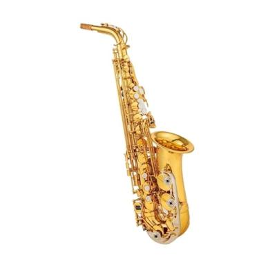 Imagem de Saxofone Saxofone Profissional Alto E-Flat Saxofone Alto Dourado Fácil de tocar para iniciantes com bolsa de instrumentos (B)