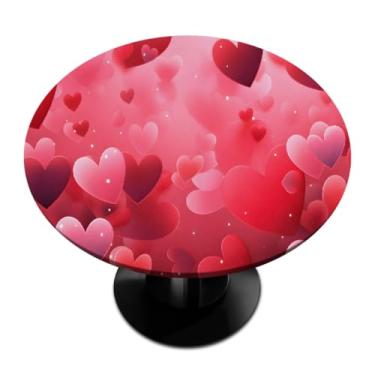 Imagem de hongjinglin Toalha de mesa redonda com borda elástica para dia dos namorados toalha de mesa redonda limpa para ambientes internos e externos, pátio, jantar, cozinha, festival, decoração para mesas de