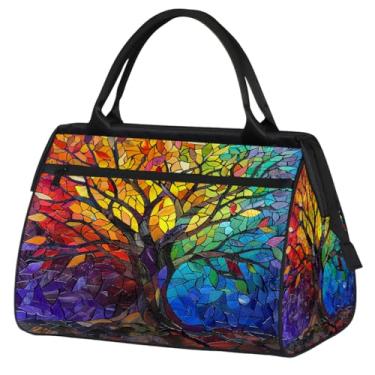 Imagem de Bolsa pequena para o fim de semana para mulheres e homens, estilo mandala, étnico, laranja, dobrável, bolsa de ginástica, bolsa de ginástica, Cor: 94 cm, 15.2*8.3*11.6 inch
