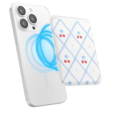 Imagem de Suporte de cartão magnético para iPhone, capa fina de couro PU, capa traseira para cartão, acessório de telefone fofo