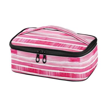 Imagem de GUIJI Linda lancheira isolada com tiras de aquarela, lancheira à prova de vazamento para mulheres e homens, lancheira portátil para trabalho, piquenique, viagens