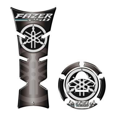 Imagem de Kit Adesivo Protetor Tanque E Bocal Moto Yamaha Fazer 250 Preto Preto