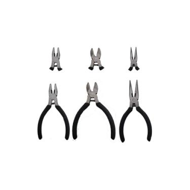 Imagem de Jogo 3 Mini Alicates 4,5'', Aço Carbono, Preto, Bico Meia Cana, Corte Diagonal e Universal, 11cm, 200g