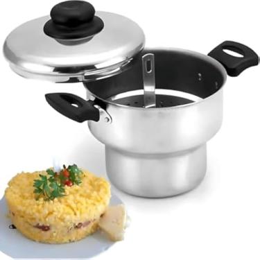 Imagem de Cuscuzeira tradicional em aluminio para cozinhar vapor, 2,9 litros, duravel