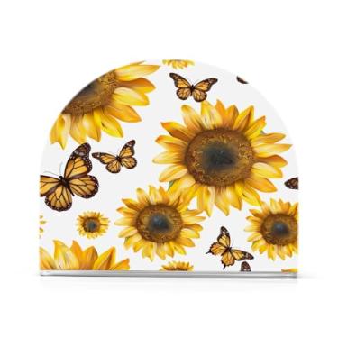 Imagem de Porta-guardanapos de girassóis e borboletas para mesas, porta-guardanapos de Halloween para cozinha, porta-guardanapos de mesa, porta-guardanapos de coquetel, porta-guardanapos de papel293