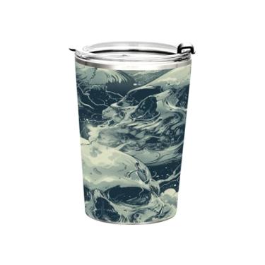 Imagem de STAYTOP Copo de aço inoxidável com caveira aterrorizante cinza, 368 g, copo de café isolado com tampa e canudo, caneca de café de viagem de parede dupla para bebidas quentes e frias