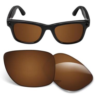 Imagem de Lentes de substituição de 1,5 mm compatíveis com óculos de sol inteligentes Ray-Ban Meta Wayfarer (Gen2) RW4012 53 mm - Marrom âmbar polarizado
