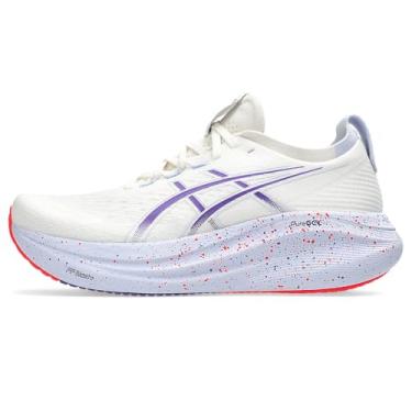 Imagem de ASICS Tênis esportivo masculino Gel-Nimbus 27 Tokyo, Creme/Edo roxo, 40