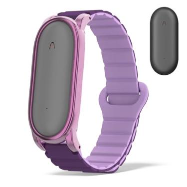 Imagem de Nimuw Pulseira magnética de silicone compatível com PLAUD NotePin & Plaud Note Pin S (2025) com amortecedor de policarbonato para mulheres e homens (roxo escuro)