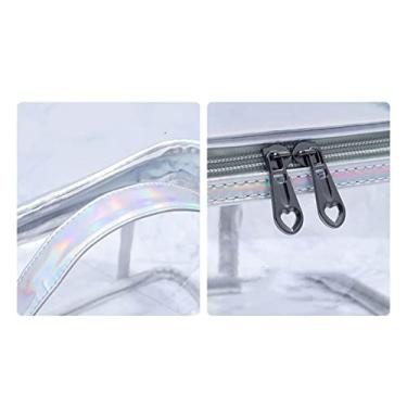 Imagem de aqxreight Bolsa Cosmética Feminina Transparente, Camada Dupla, à Prova d'água, Alta Capacidade, Armazenamento de Produtos de Higiene Pessoal para Viagem, Rosa, Conveniente, Faz e é Cosmética