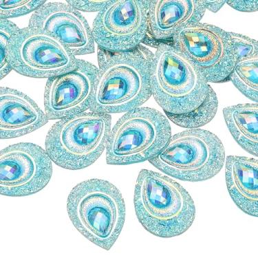 Imagem de PATIKIL Strass olho de cavalo, 18 x 25 mm, 30 peças de gota de lágrima costurados em strass olho de pavão flatback água resina pedras para decoração faça você mesmo artesanato roupas sapatos bolsas