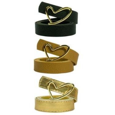 Imagem de Kit 3 Cintos Fivela Coração Feminino Moda Infantil K44-Feminino