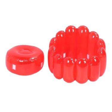 Imagem de Ymiko Cadeira de sofá Inflável para Sala de Estar, sofá Inflável Portátil para Casa, Quarto, Uso Ao Ar Livre, Design Transparente e Colorido, Assento Confortável para Relaxamento Casual (Vermelho)