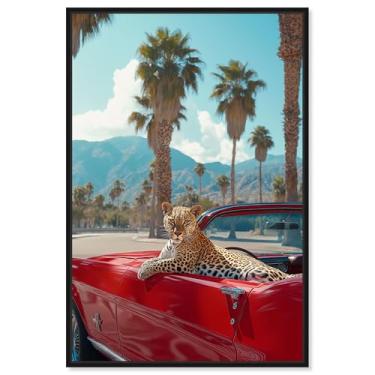 Imagem de Art Remedy Tela de arte de tigre moderno, 25,4 cm x 38,1 cm, moldura preta, Mustang vermelho rugido II