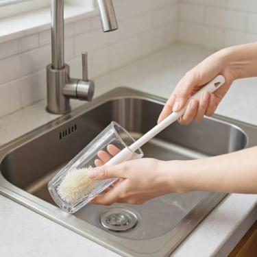 Imagem de Escova de silicone flexível de 360° com alça longa, para mamadeira, canudo, jarra e xícara de café, etc