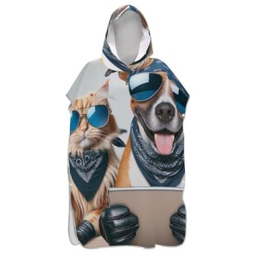 Imagem de TSENQUE Roupão legal para troca de poncho de surfe para adultos toalhas de banho de praia com capuz para viagem homens mulheres poncho com capuz