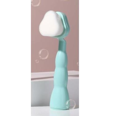 Imagem de Escova de massagem de limpeza facial, cerdas macias, esfoliante manual, ferramenta de lavagem facial azul