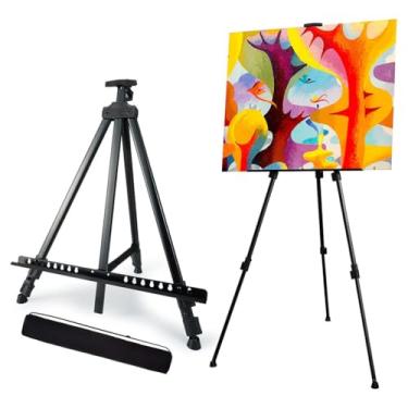 Imagem de Cavalete De Pintura Em Tela Portátil e Ajustável 1,60m – Leve, Dobrável, Resistente, Ideal para Artistas, Estúdios, Escolas e Pintura ao Ar Livre Suporte Cavalete De Artista Preto Linha Super Premium