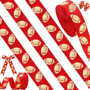 Imagem de Giegxin 10 jardas fita de futebol de 10 metros fita dourada metálica com fio tema esportivo torcida faça você mesmo tecido de artesanato decoração de festa de gorgorão para festa de cabelo espírito de