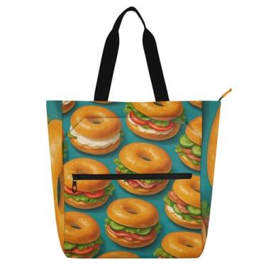 Imagem de Sanduíches coloridos bolsa de trabalho para mulheres, bolsa de lona, praia, livros, zíper, bolsas para professores, presentes para amantes de livros