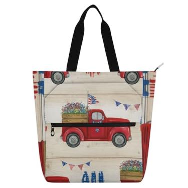 Imagem de GAIGEO Bolsa feminina vintage de 4 de julho, bolsa de trabalho de lona, bolsa carteiro escolar universitária com compartimentos