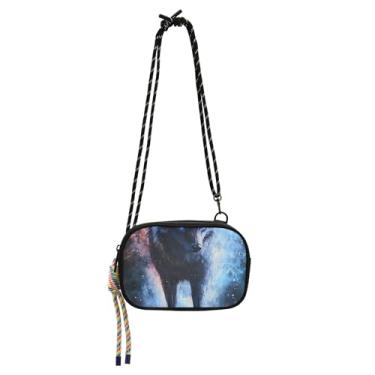 Imagem de TSENQUE Bolsa tiracolo feminina com pintura a óleo de lobo pequena bolsa de telefone com alça feminina sobre o ombro bolsas de viagem