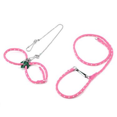 Imagem de Alomejor Arnês para Furões, Trela de Nylon Ajustável para Treinamento de Animais de Estimação Com Sino para Hamster, Rato, Esquilo, Gerbil, Faixa de Arnês para Animais Pequenos (Rosa)