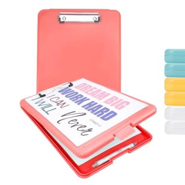 Imagem de OT-NVWOZR 2 pranchetas com armazenamento, pranchetas de enfermagem de alta capacidade com suporte para caneta, placa de plástico resistente, pasta de 34 x 23,9 cm, material de escritório para