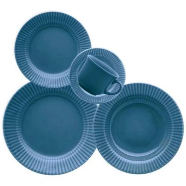 Imagem de Conjunto de Jantar Oxford 20 Pecas Ceramica Canele Azul Biona