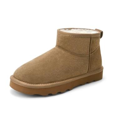 Imagem de Gvimenos Mini botas femininas de camurça genuína para inverno resistentes à água com forro de pele sintética aconchegante antiderrapante palmilha de espuma viscoelástica leve para puxar no tornozelo