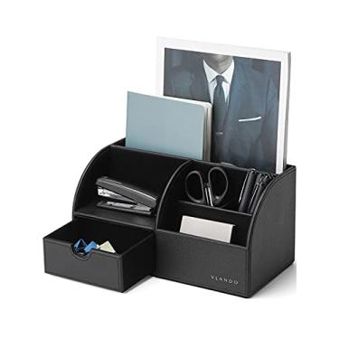 Imagem de Vlando Organizador de mesa para materiais de escritório, suporte de armazenamento de documentos com divisória para escritório e casa (preto)
