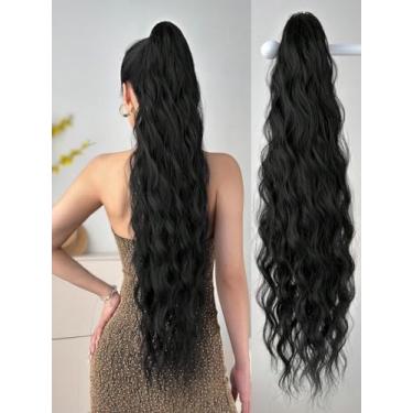 Imagem de Peruca sintética ondulada longa de 81 cm para mulheres, peruca de cabelo preta natural resistente ao calor para uso diário