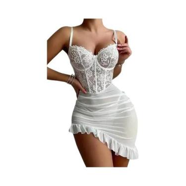 Imagem de Conjunto De Pijama Feminino Transparente Com Sutiã Com Aro, Camisola S