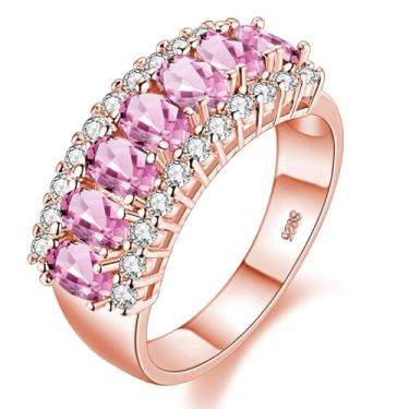 Imagem de Aliança de casamento Uloveido Beautiful feminina 7 pedras oval zircônia cúbica anéis de aniversário de noivado J501